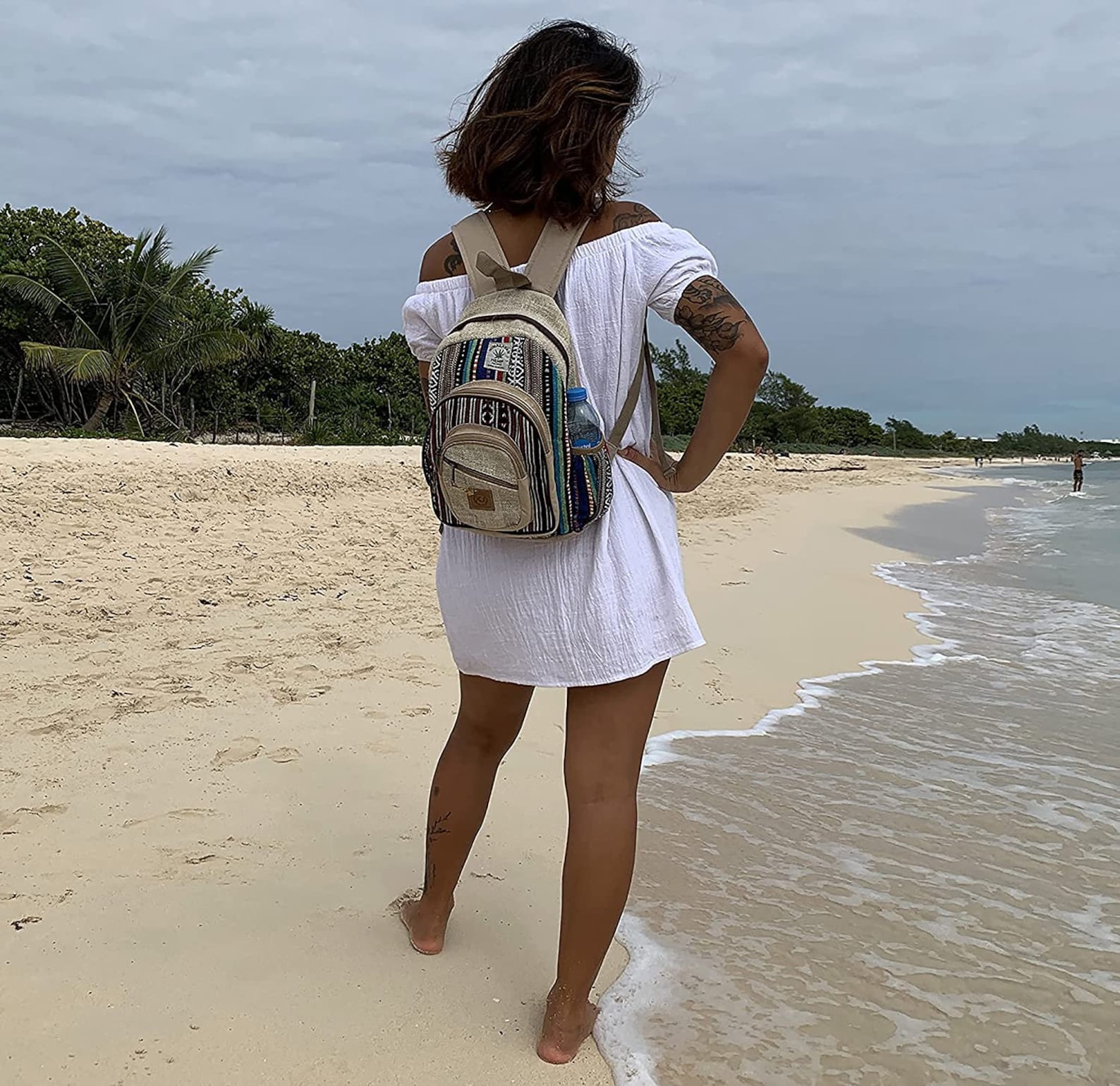 Small Lightweight Daypack Backpack Handmade Himalayan Hemp Travel, Hiking, Purse for Men, Women